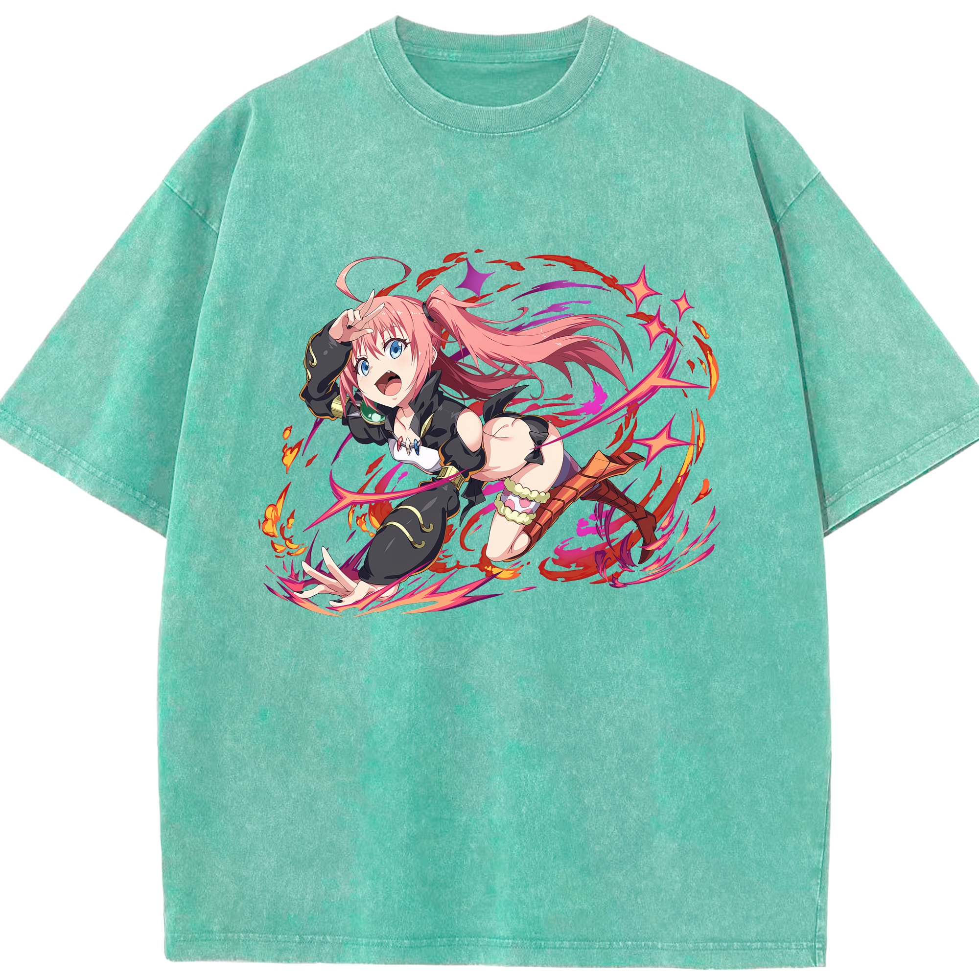 （画像用） 転スラ Regarding Reincarnated to Slime 綿100% ヴィンテージ風 半袖Tシャツ（フロントプリント）